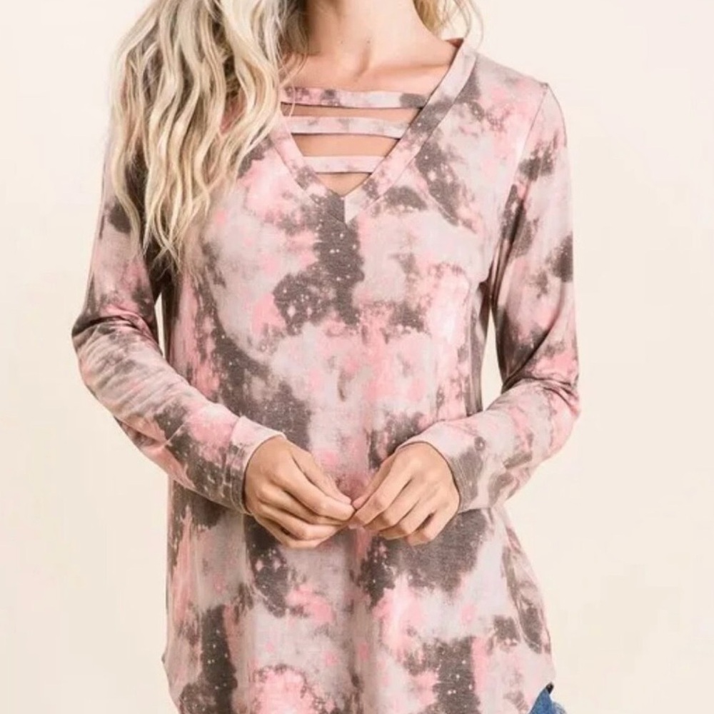 Tie Dye French Terry V-neck‎ Top